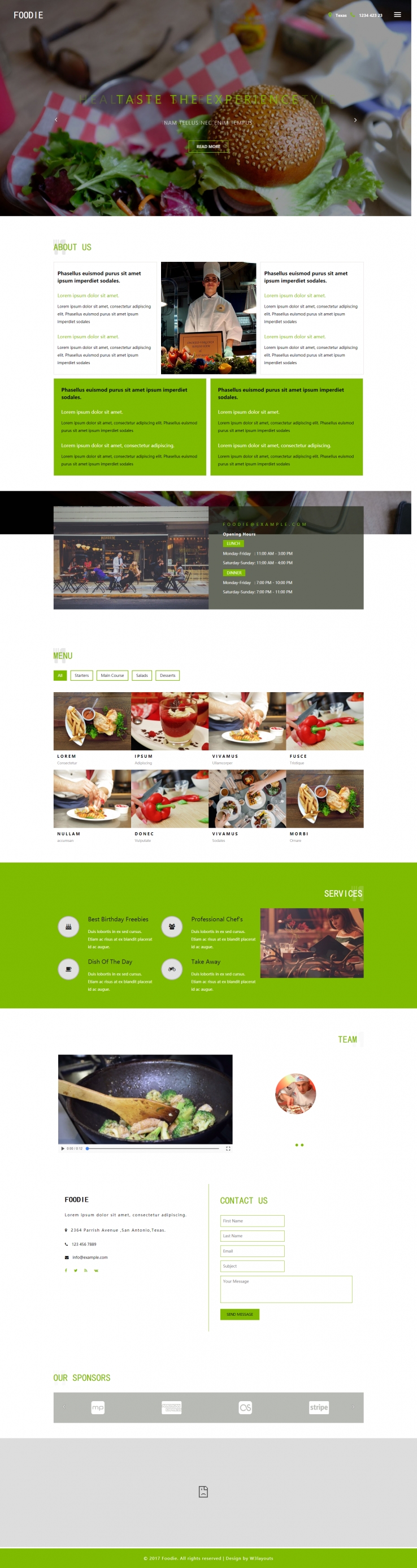 绿色简洁风格的顶级厨师餐厅整站网站源码下载