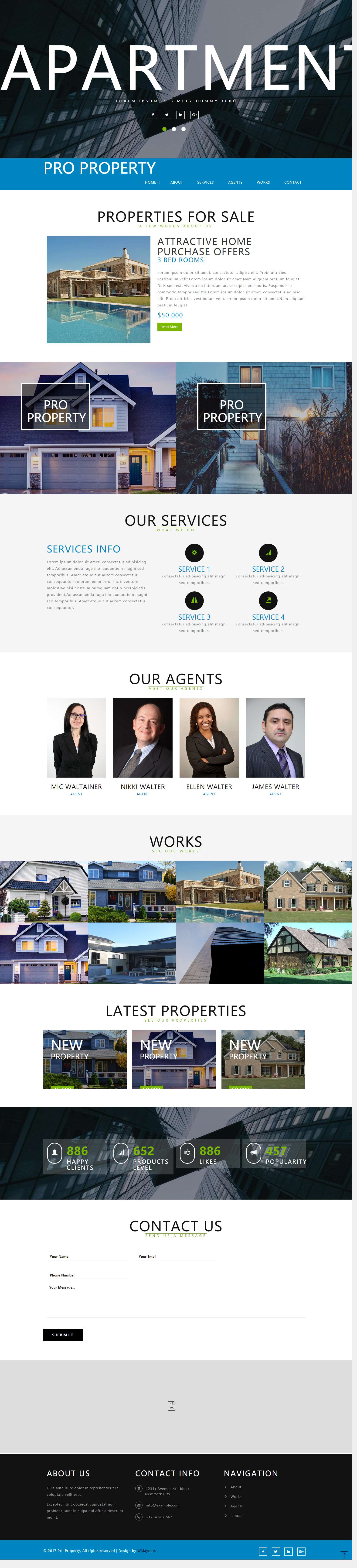 蓝色简洁风格的房产交易整站网站源码下载