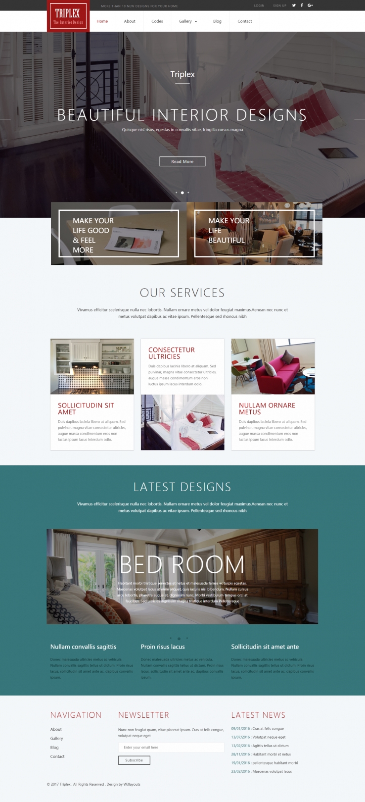 红色简洁风格的室内设计整站网站源码下载