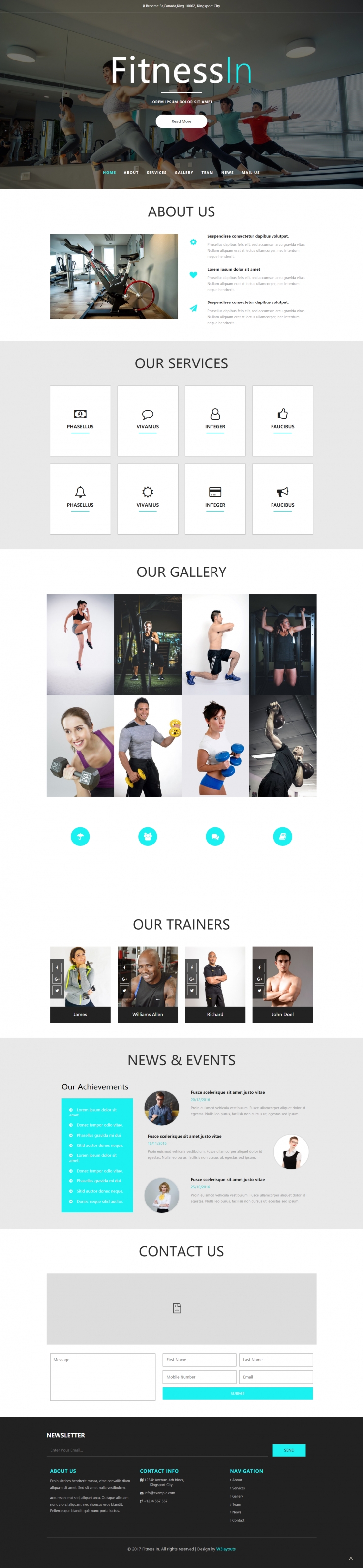 蓝色简洁风格的健身服务中心整站网站源码下载