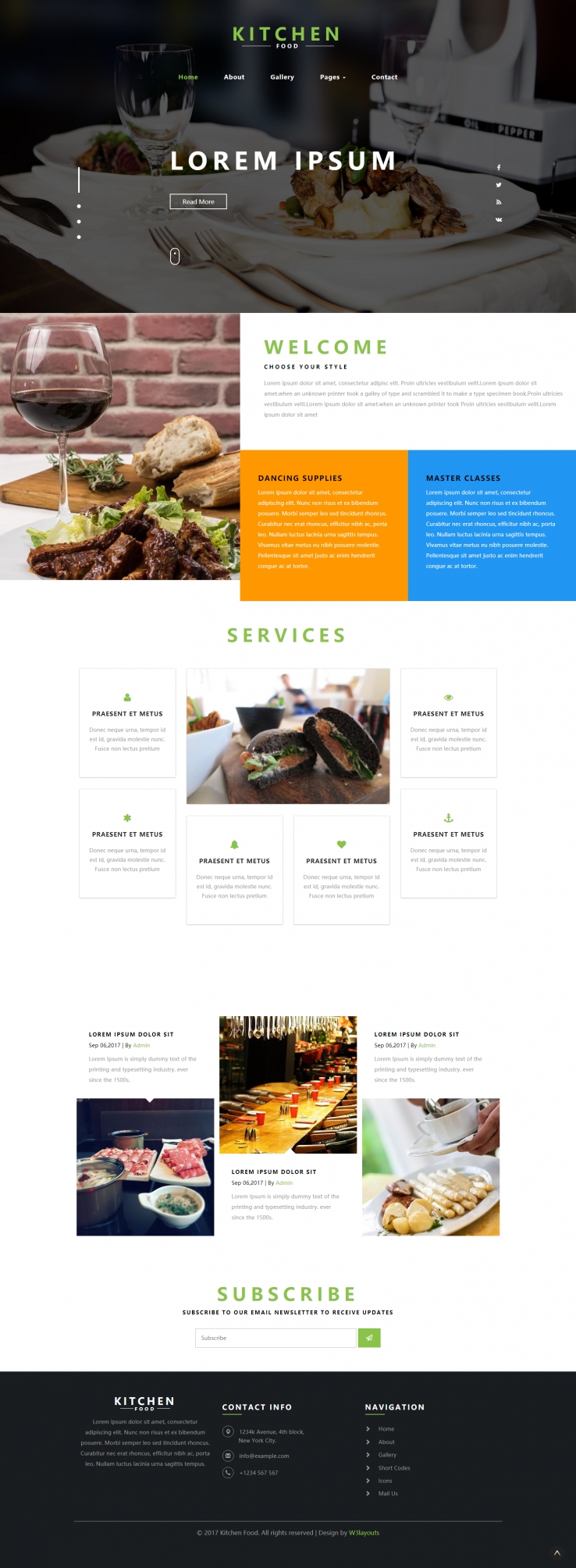 绿色简洁风格的自助餐饮服务整站网站源码下载