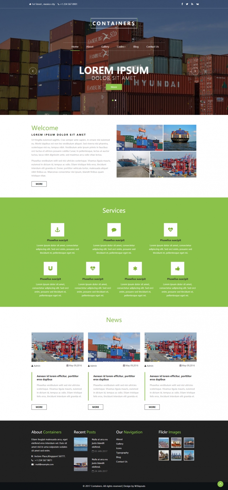 绿色简洁风格的集装箱海运物流整站网站源码下载