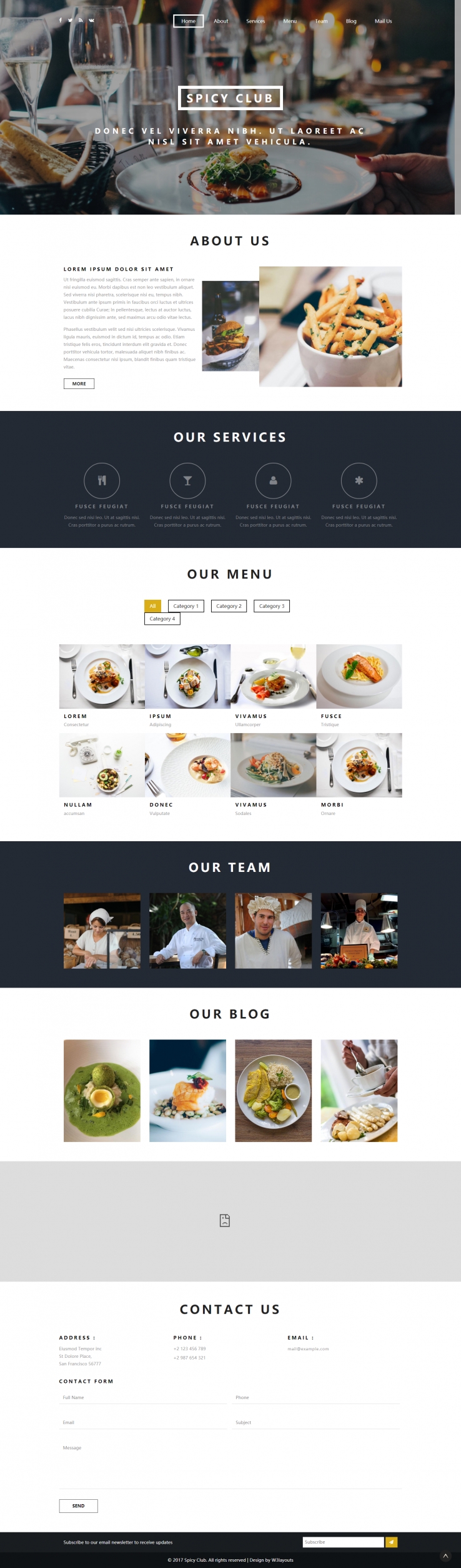 白色简洁风格的香辛美食餐馆整站网站源码下载
