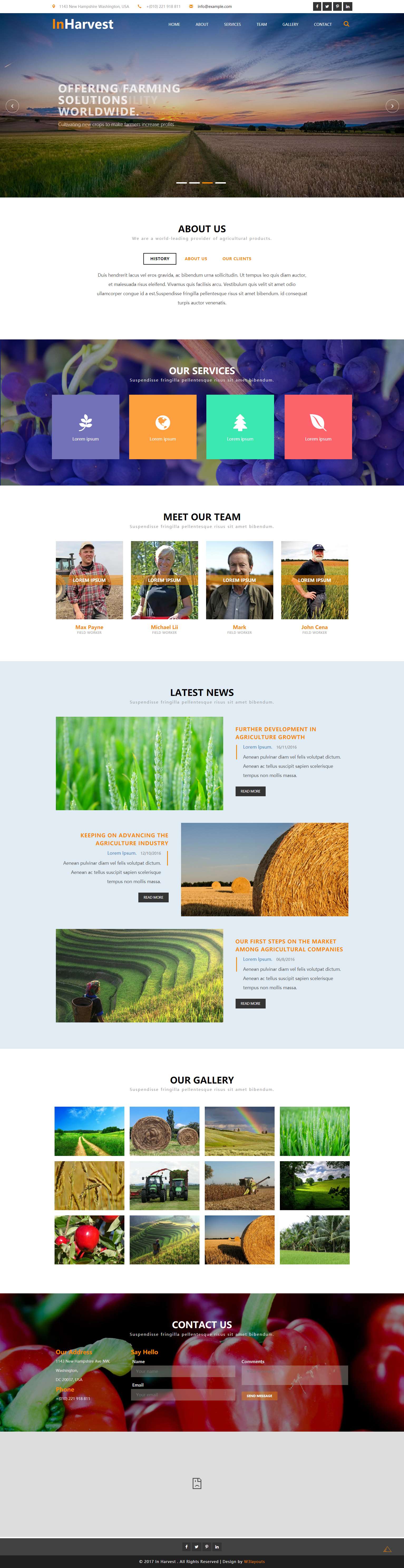 橙色简洁风格的农业收获科技整站网站源码下载