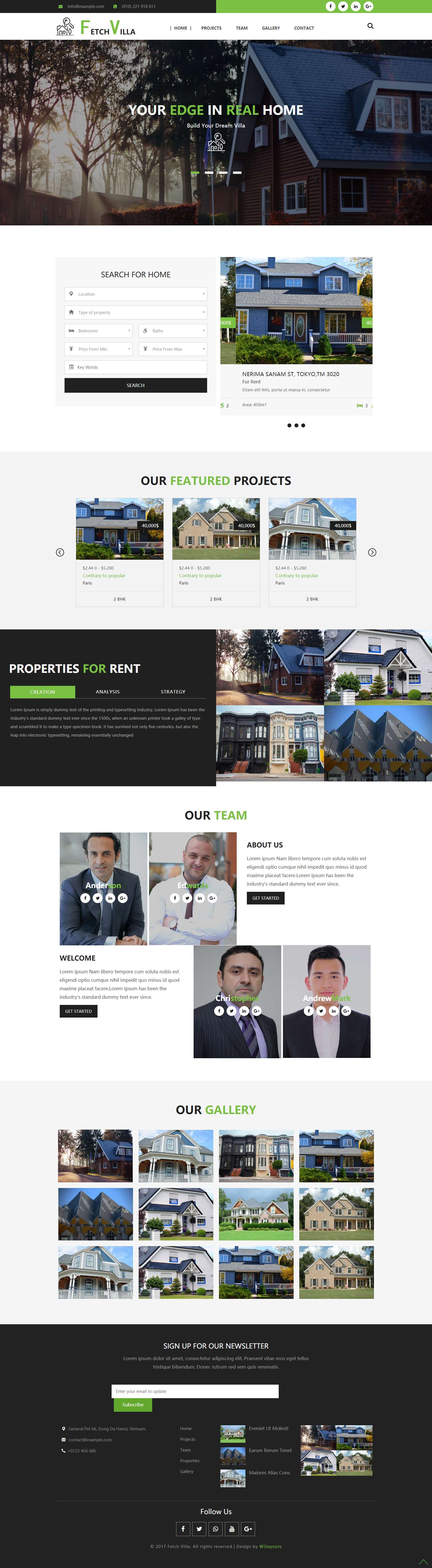 绿色简洁风格的别墅销售整站网站源码下载