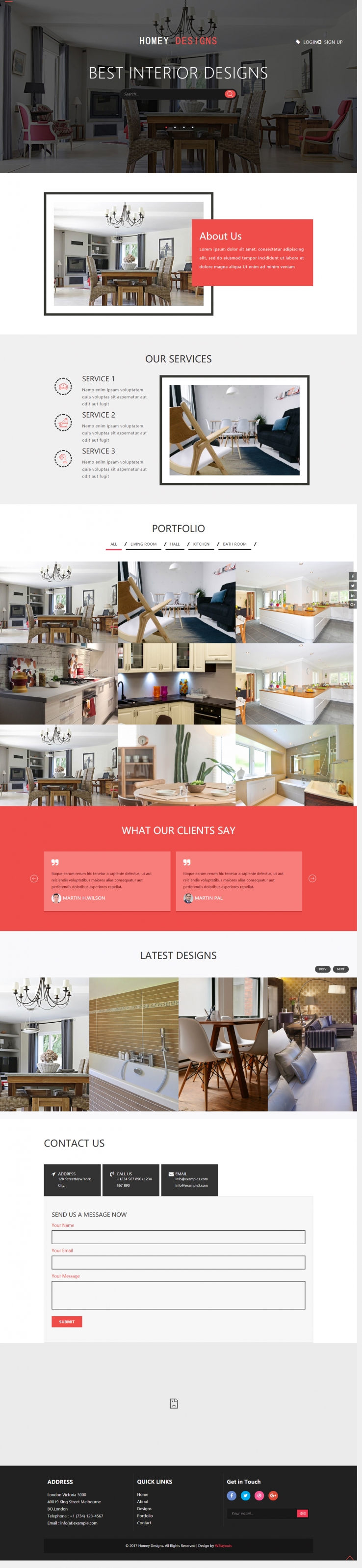 红色简洁风格的家居创意设计整站网站源码下载