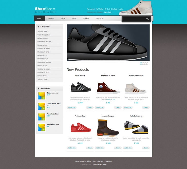 黑色简洁风格的鞋业网店整站网站源码下载