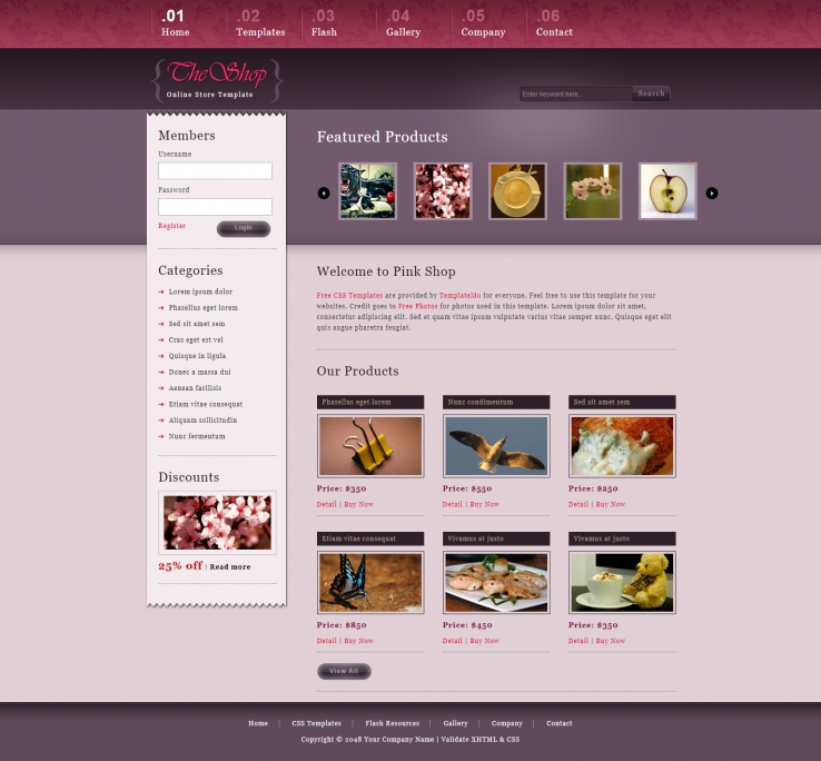 紫色简洁风格的网店产品网页整站网站源码下载