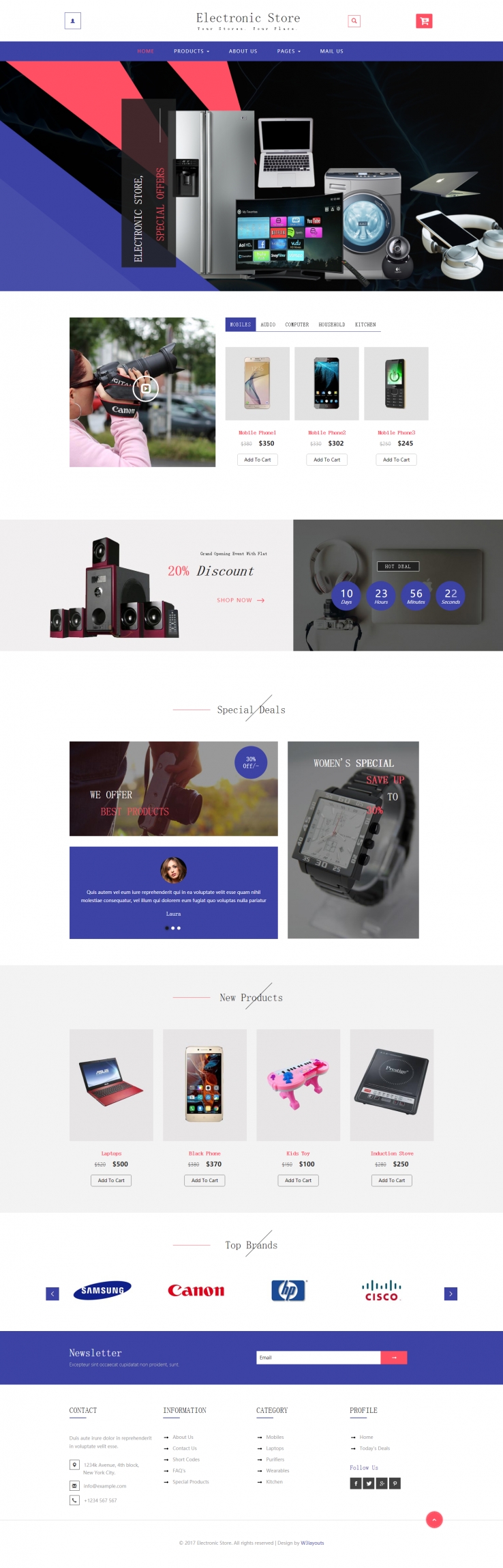 红色简洁风格的电子产品商城网站模板下载