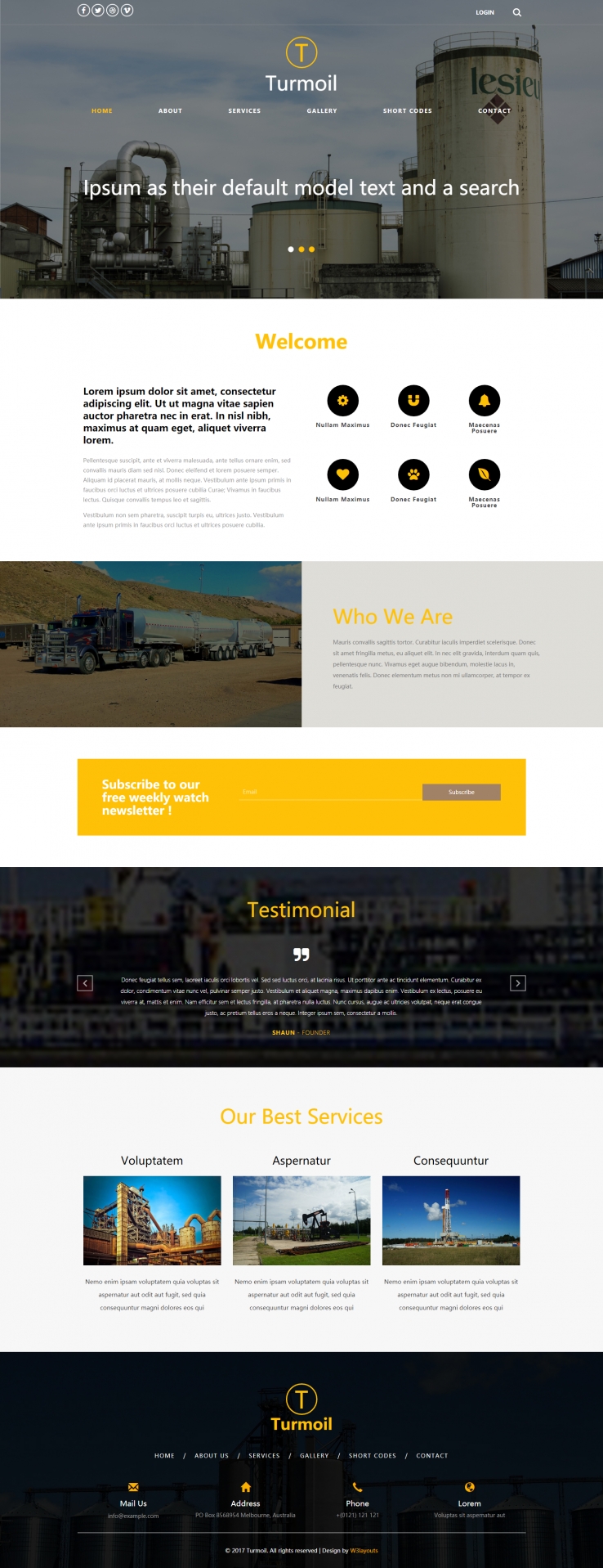 黄色简洁风格的化工机械企业整站网站源码下载