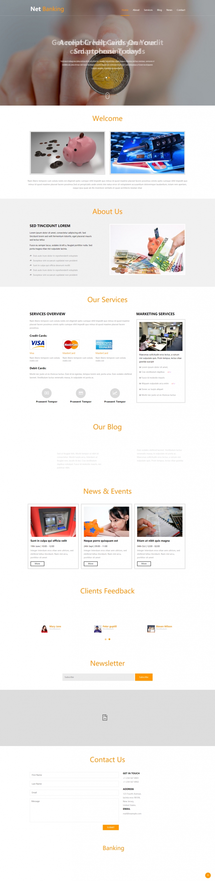 黄色简洁风格的网上金融服务整站网站源码下载