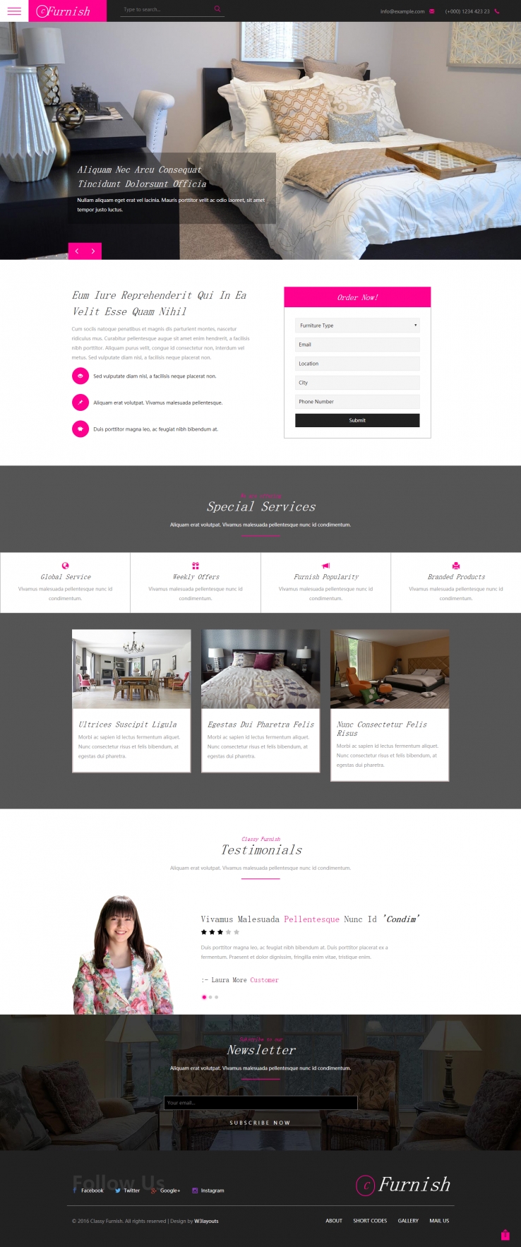 粉色简洁风格的室内装饰设计整站网站源码下载