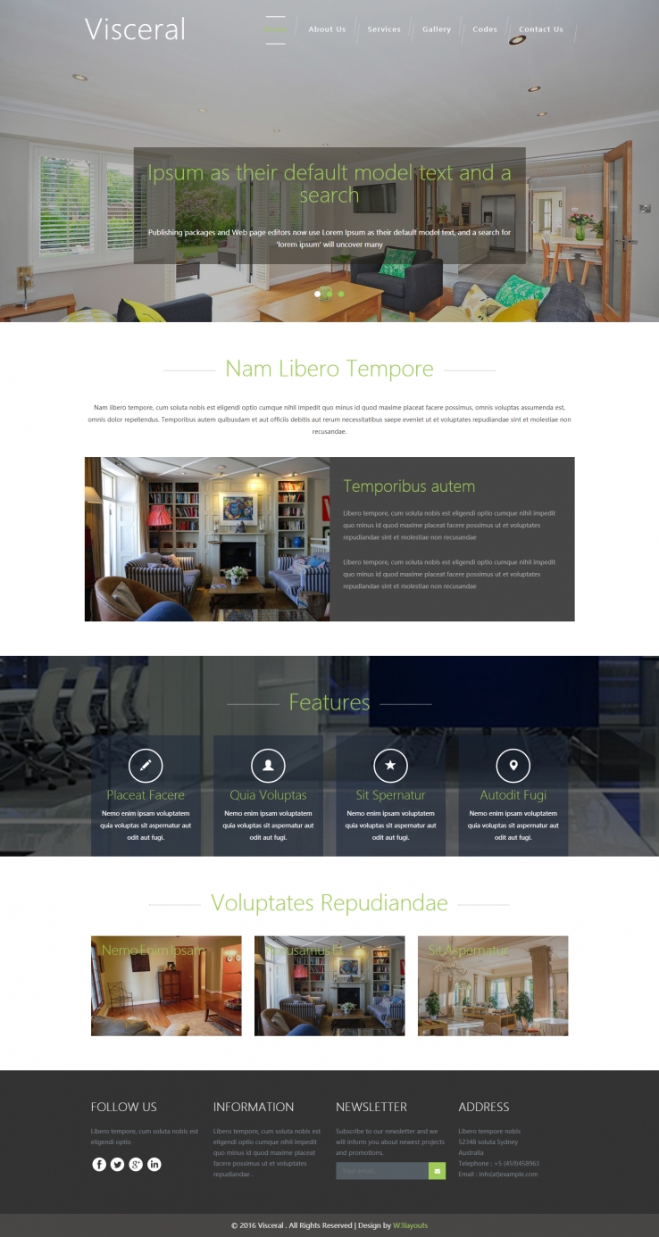 绿色简洁风格的室内装饰案例整站网站源码下载