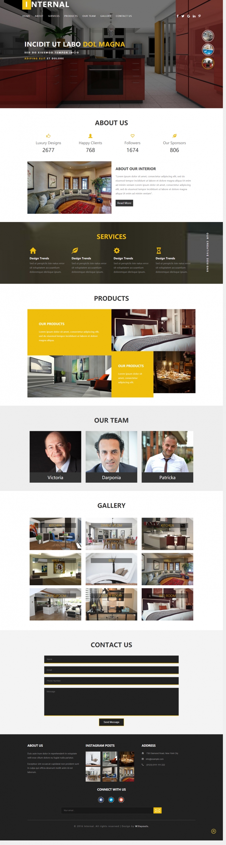 黄色简洁风格的装饰公司效果整站网站源码下载
