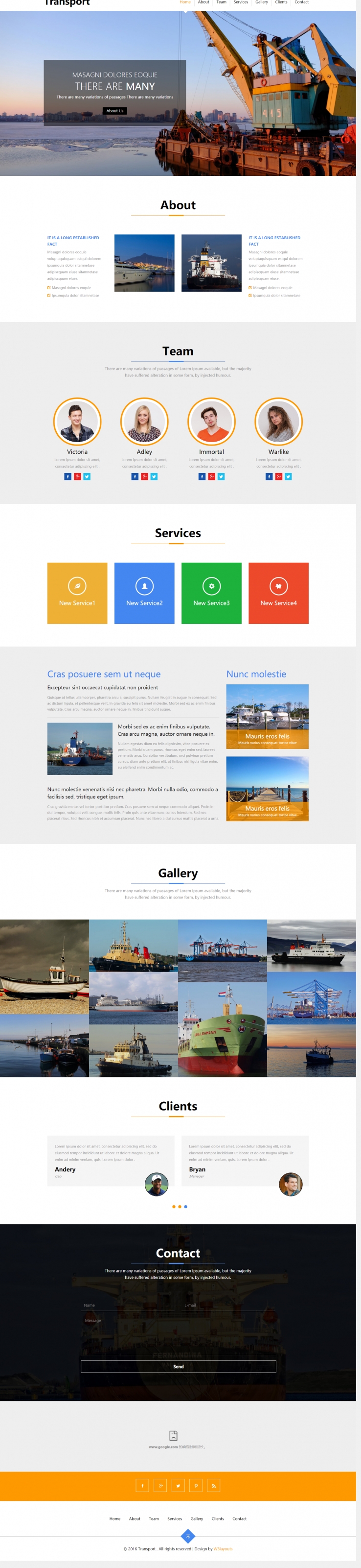 黄色简洁风格的轮船海运公司整站网站源码下载