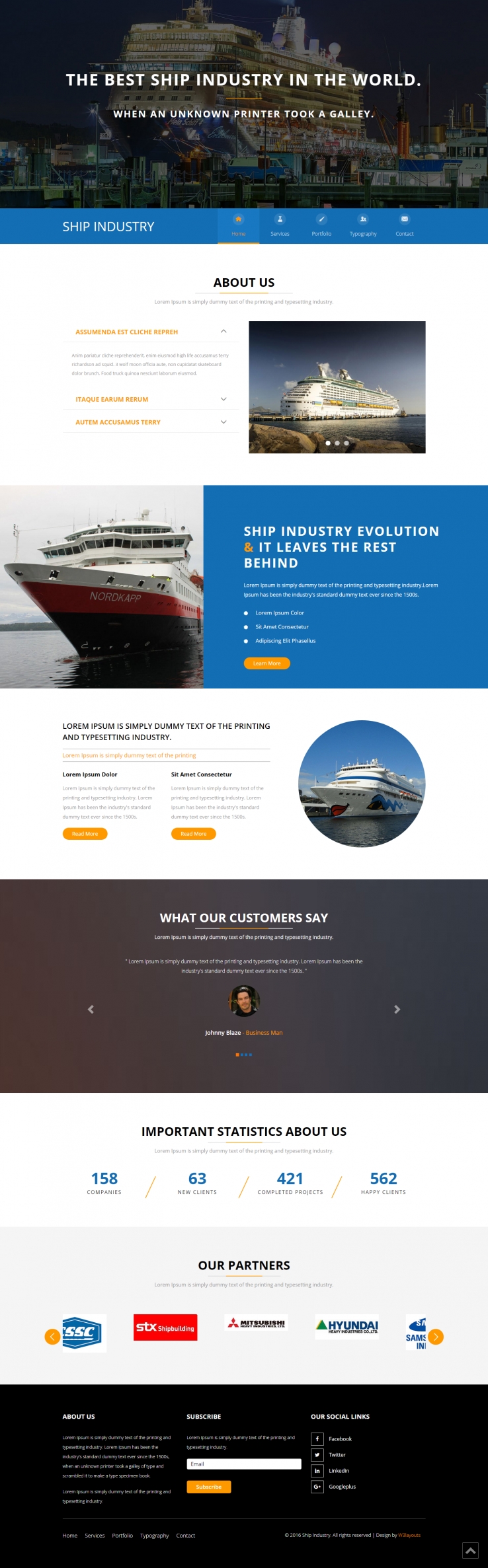 蓝色简洁风格的客运轮船公司整站网站源码下载