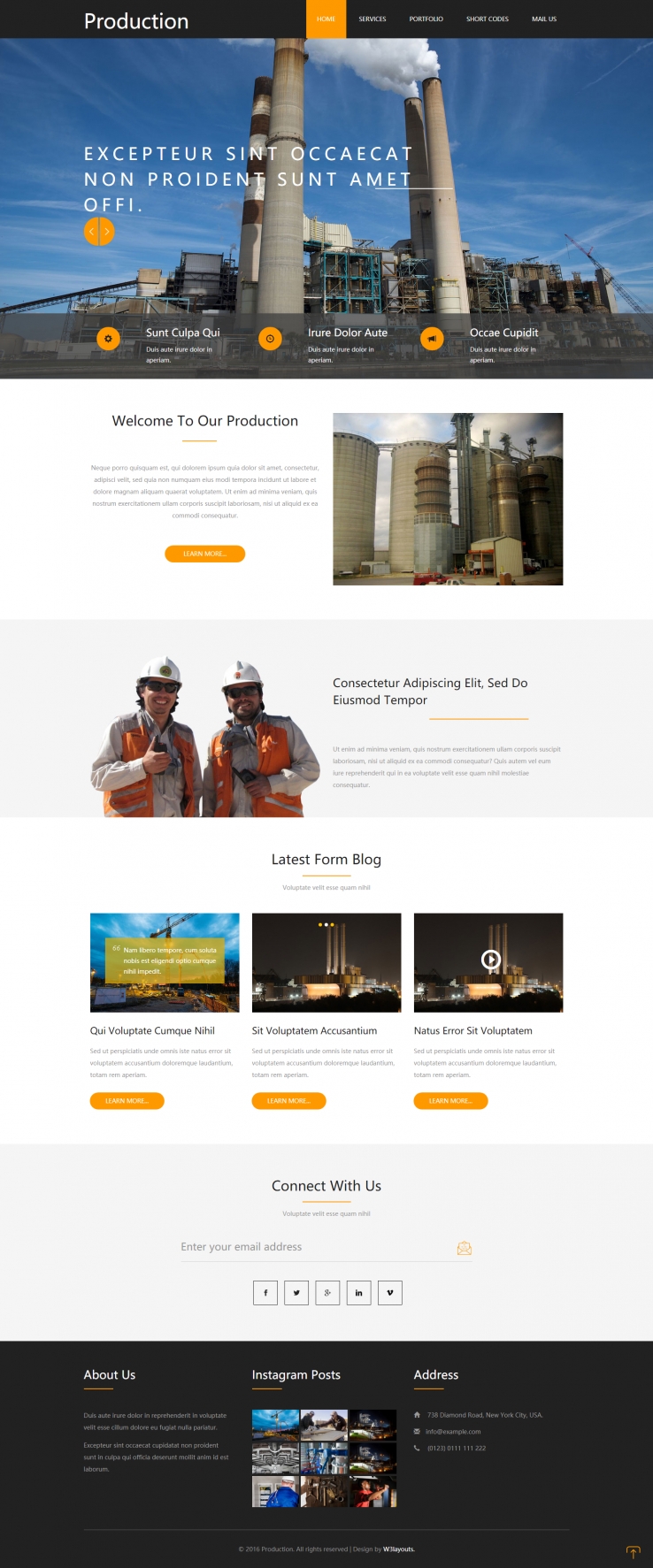 橙色简洁风格的工业生产建设整站网站源码下载