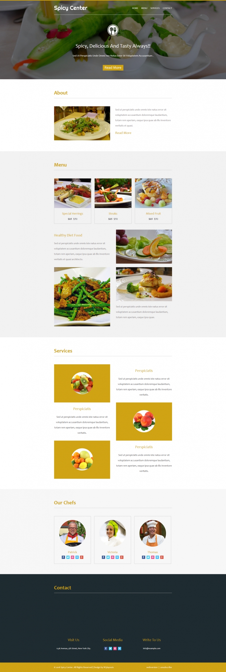 黄色简洁风格的精品美食餐厅整站网站源码下载