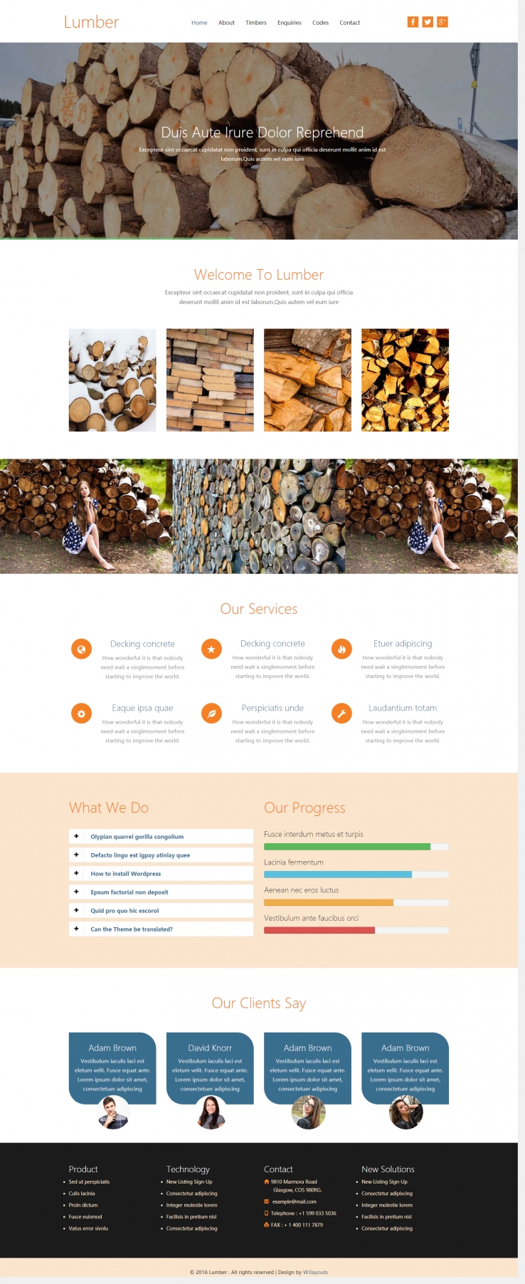 橙色简洁风格的木材采购交易整站网站源码下载