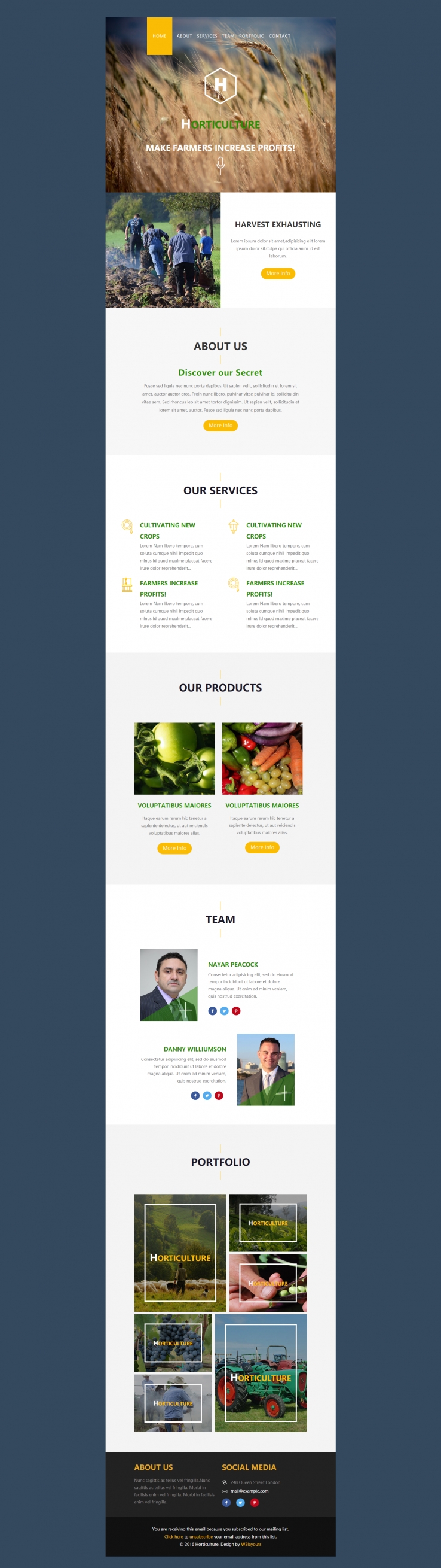 黄色简洁风格的果蔬栽培园艺整站网站源码下载