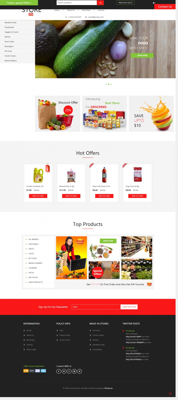 红色简洁风格的超市商城整站网站源码下载