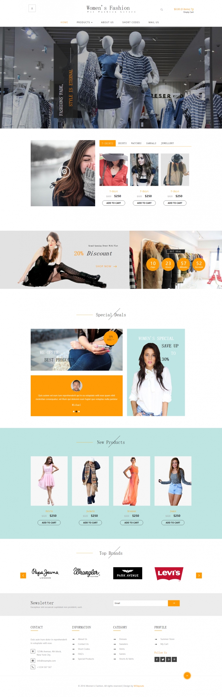 橙色简洁风格的女性产品商城整站网站源码下载