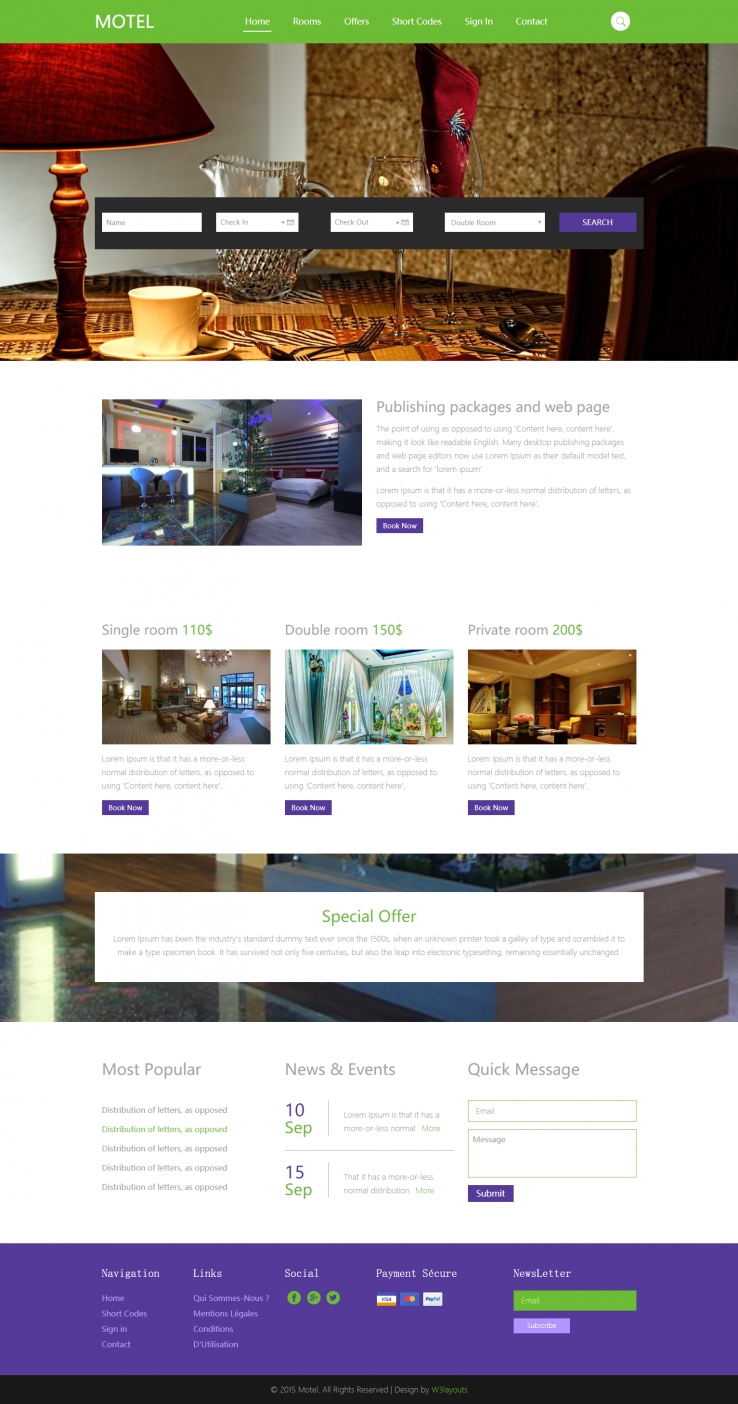 绿色简洁风格的豪华酒店整站网站源码下载