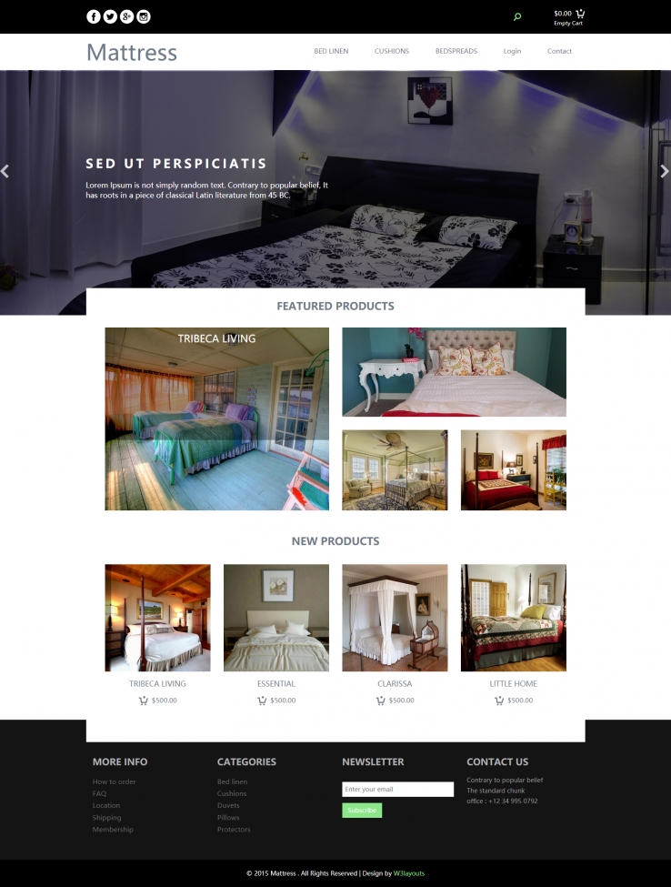 黑色简洁风格的家居床垫电商整站网站源码下载