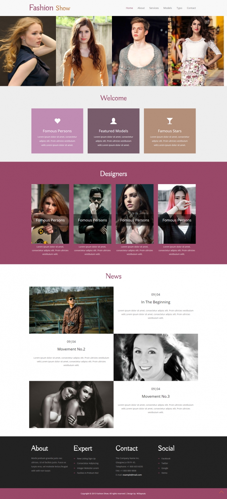 紫色简洁风格的时尚设计秀整站网站源码下载