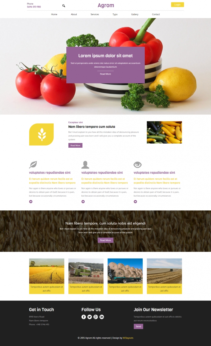 紫色简洁风格的现代果蔬农业整站网站源码下载