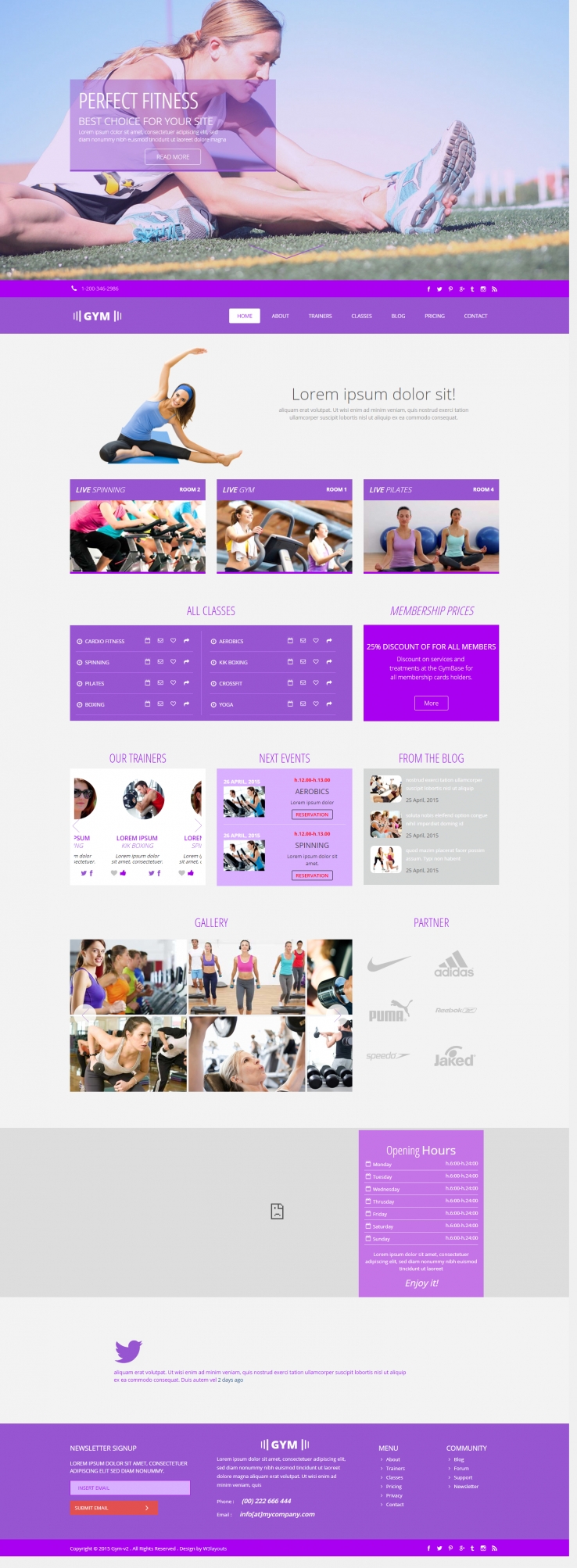 紫色简洁风格的女性健身训练整站网站源码下载