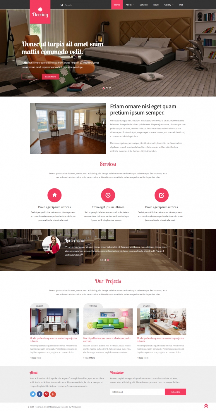 红色简洁风格的室内地板装修整站网站源码下载