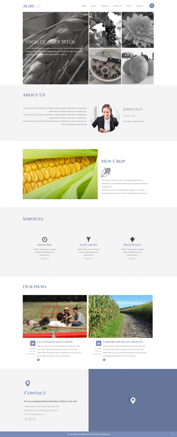 蓝灰简洁风格的农业产品整站网站源码下载