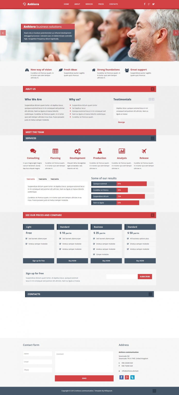 红色简洁风格的商务企业网站模板下载
