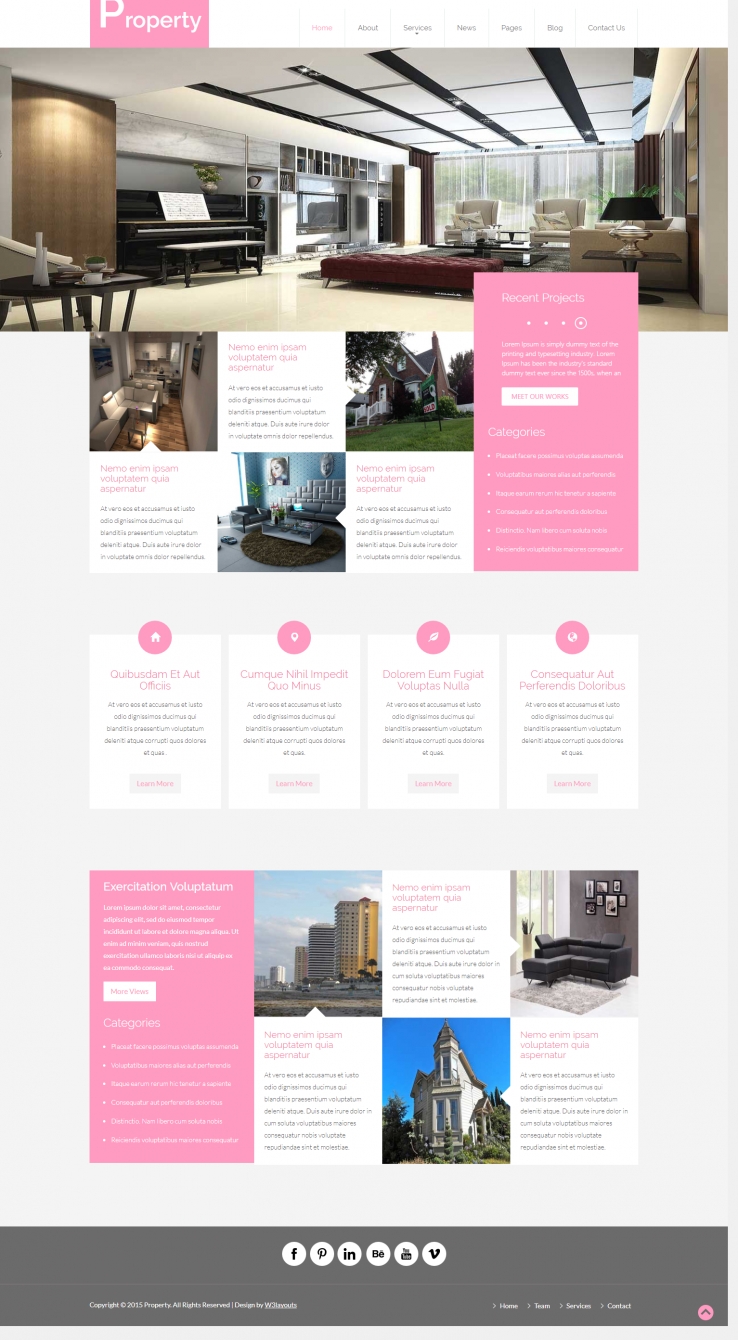 粉色简洁风格的地产销售指南整站网站源码下载