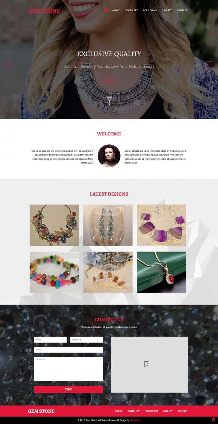 红色简洁风格的水晶钻石珠宝整站网站源码下载
