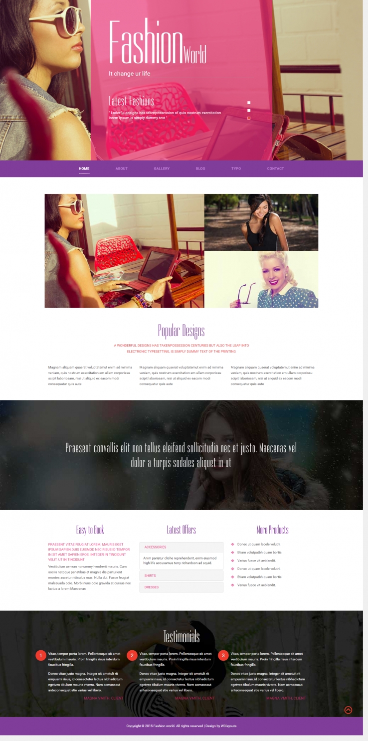 紫色简洁风格的流行时尚世界整站网站源码下载