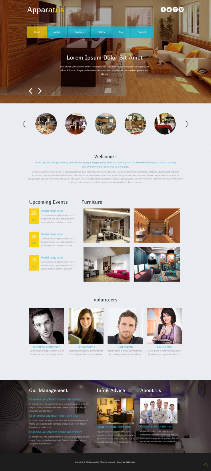 黄色简洁风格的室内装潢设计整站网站源码下载
