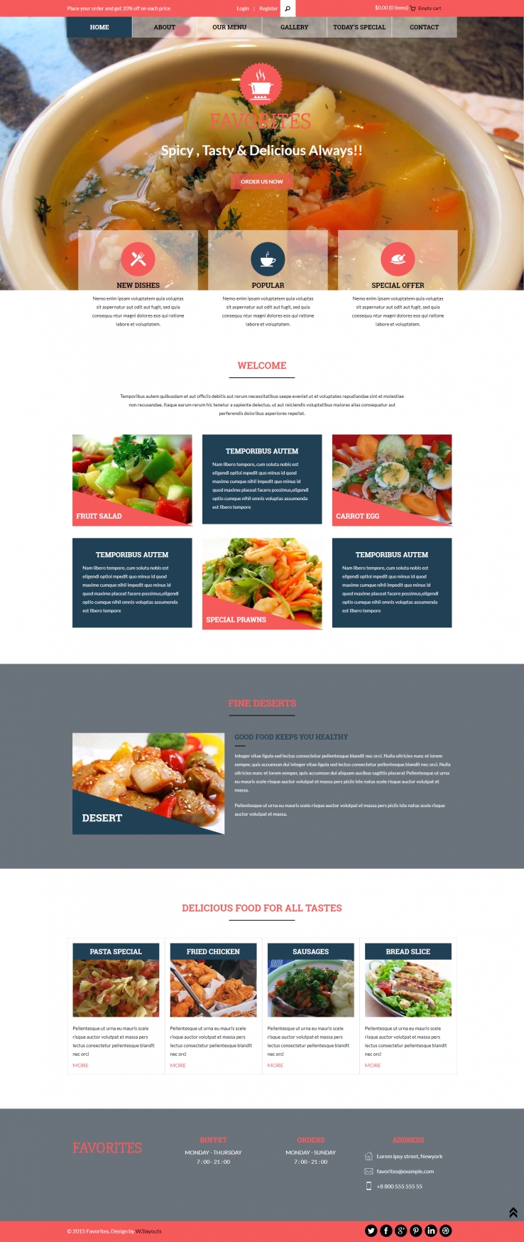 蓝色简洁风格的超级美食餐厅整站网站源码下载