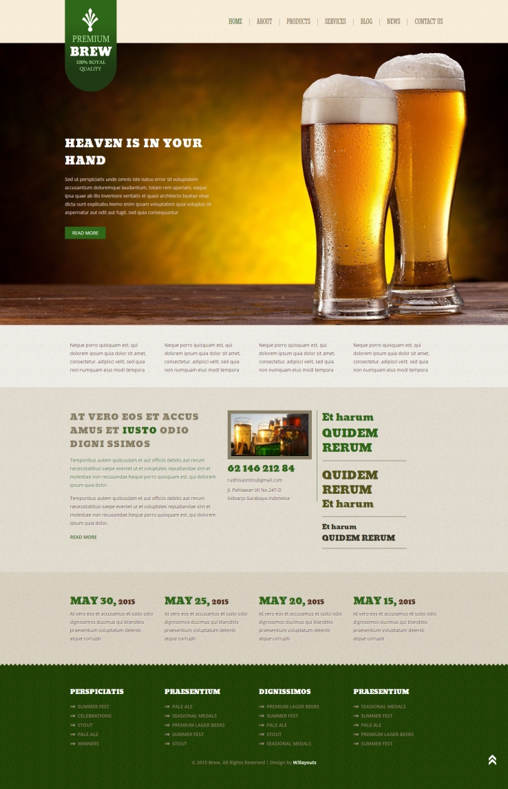 绿色简洁风格的畅饮酒吧整站网站源码下载
