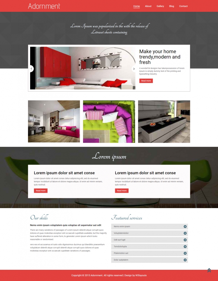 红色简洁风格的家居装饰整站网站源码下载