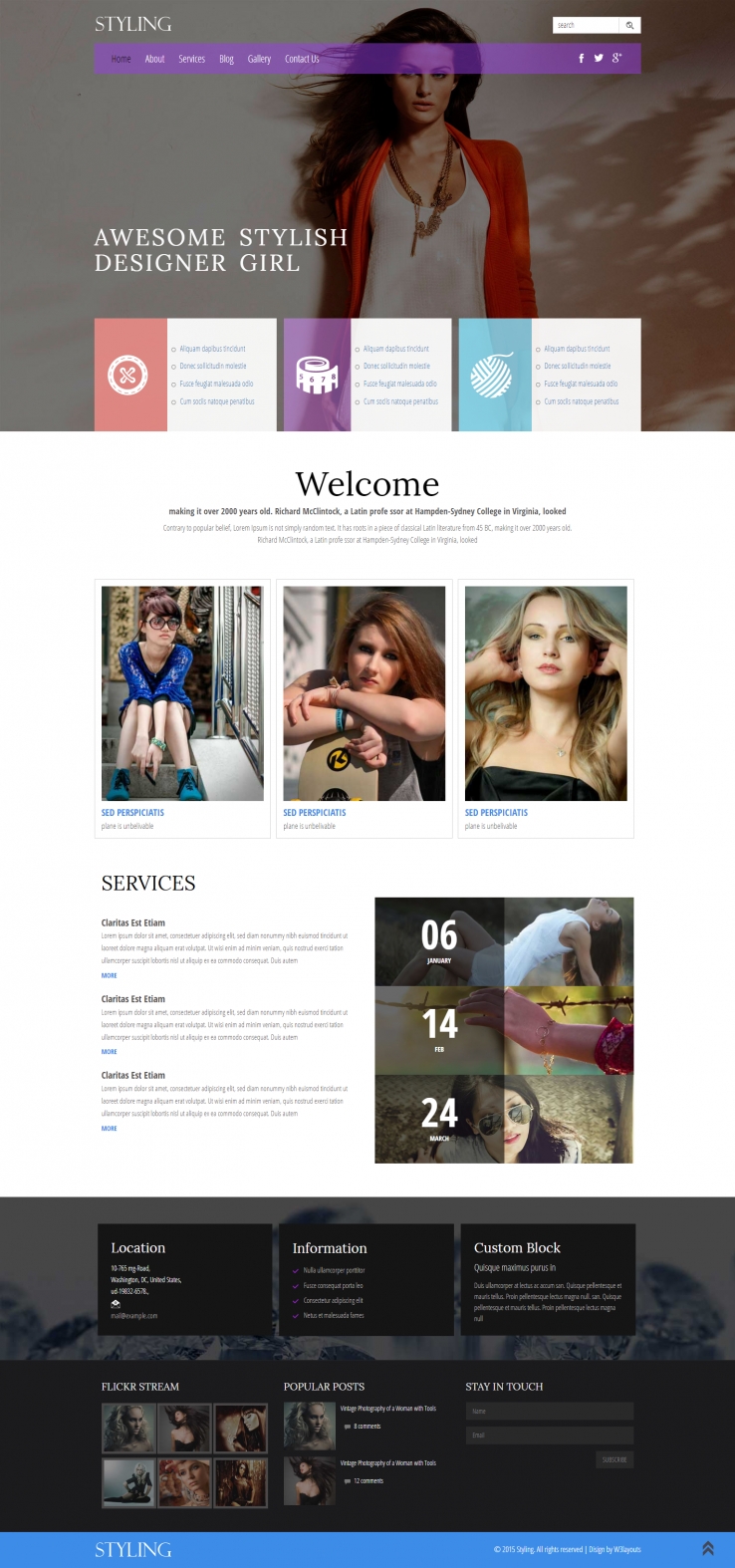 紫色简洁风格的时尚造型设计整站网站源码下载
