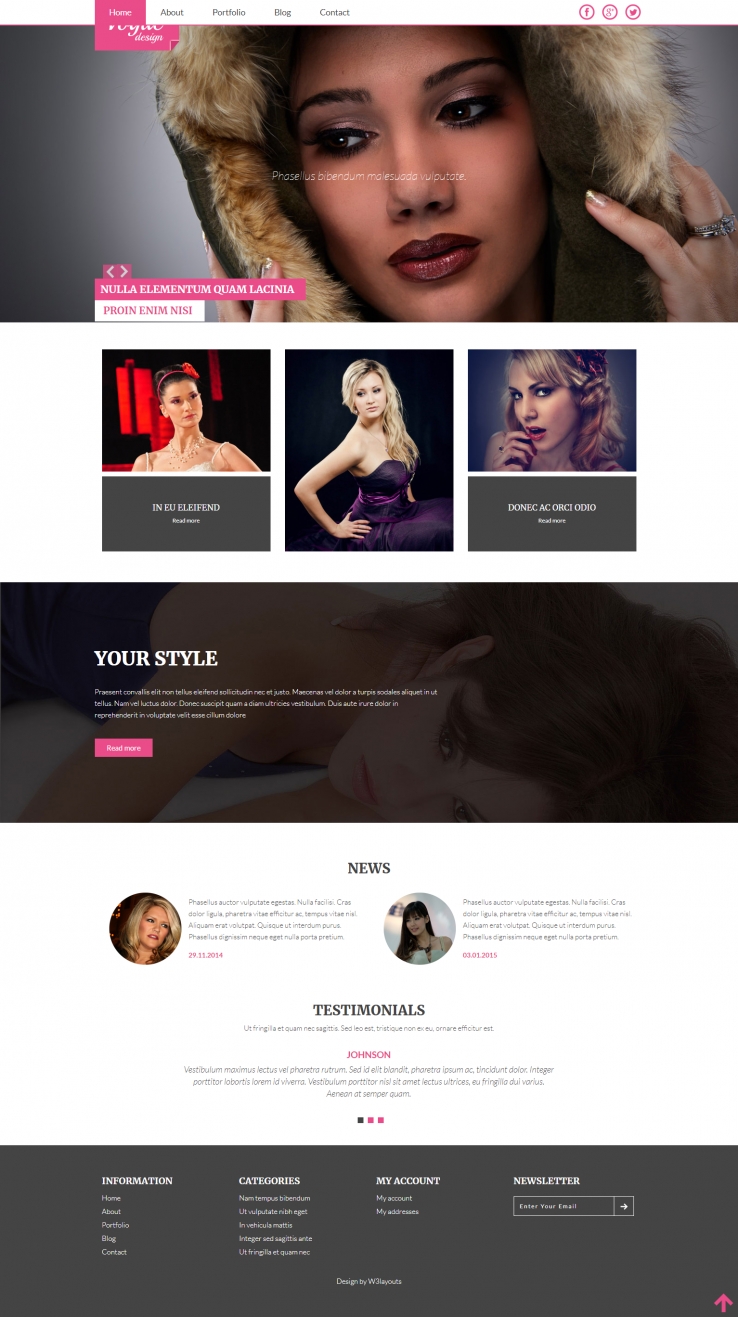 粉色简洁风格的时尚设计师整站网站源码下载