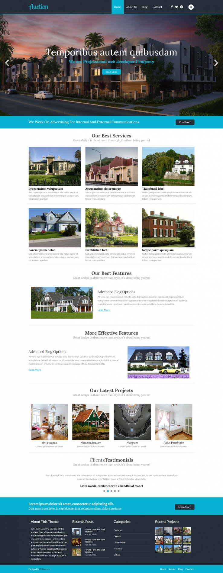 蓝色简洁风格的豪宅信息介绍整站网站源码下载