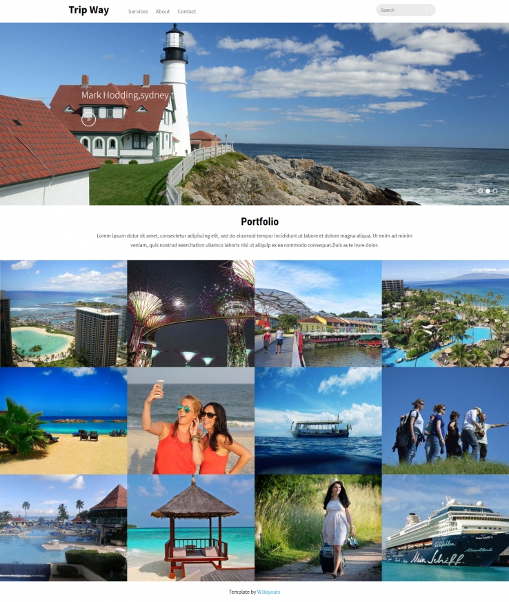 白色简洁风格的旅行图片指南整站网站源码下载