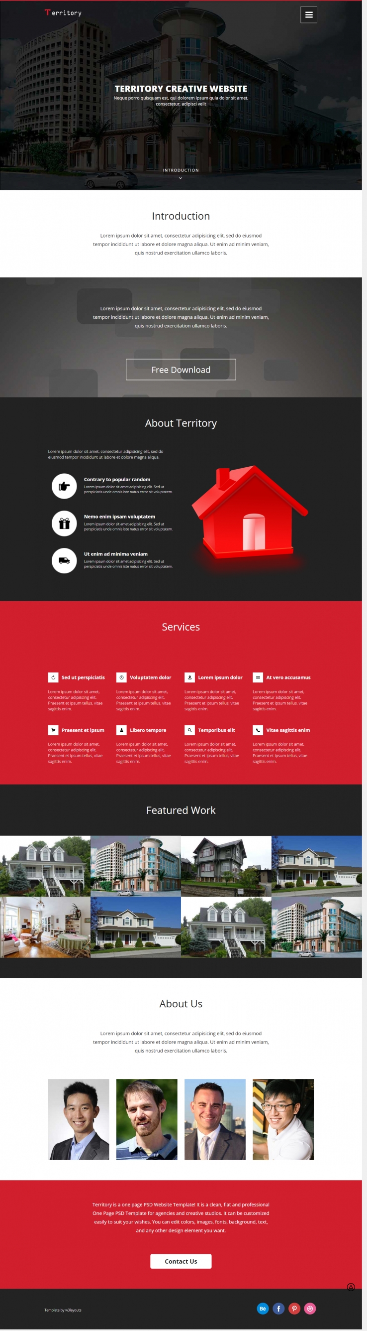 红色简洁风格的商务地产整站网站源码下载
