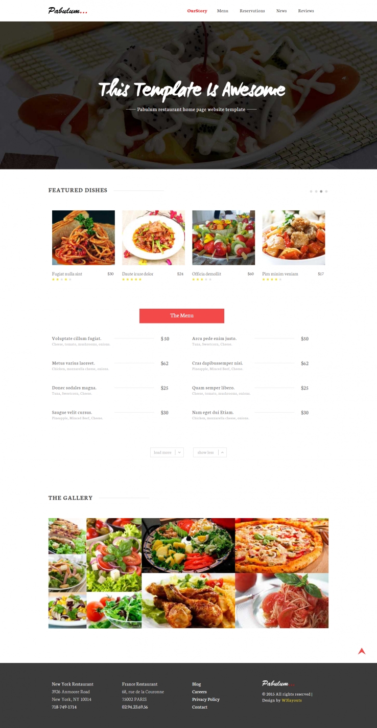 红色简洁风格的品牌餐厅整站网站源码下载
