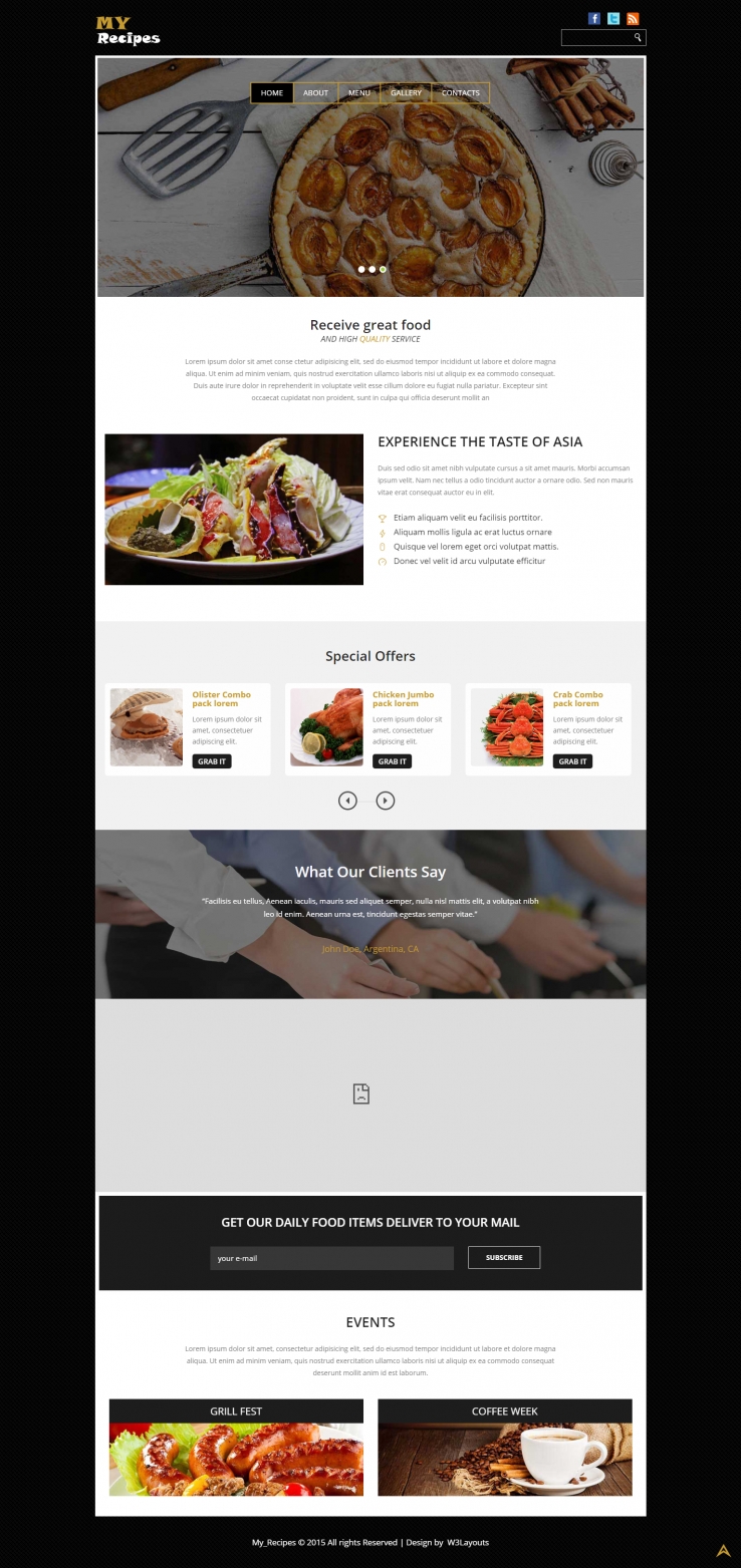 黑色简洁风格的高级餐厅介绍整站网站源码下载