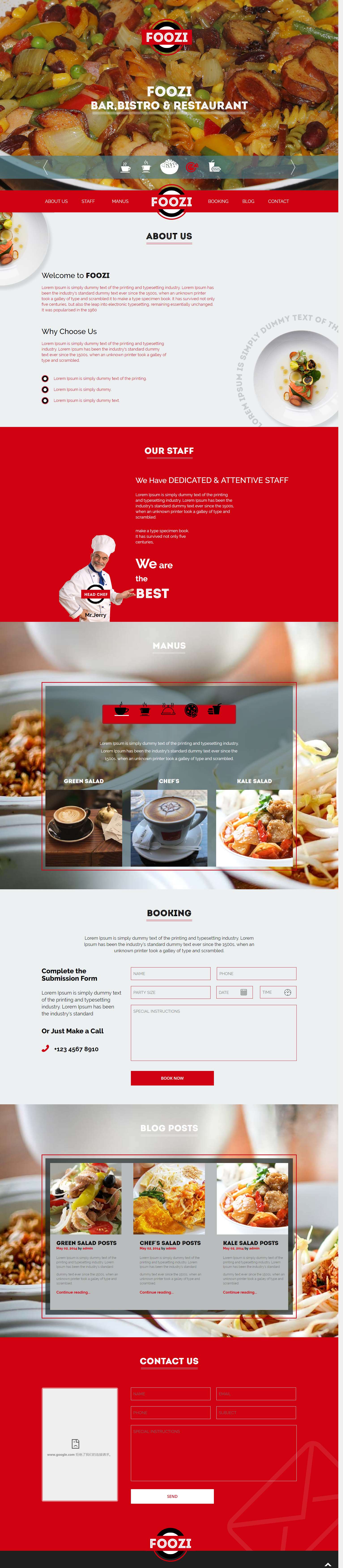 红色宽屏风格的餐馆厨师介绍整站网站源码下载