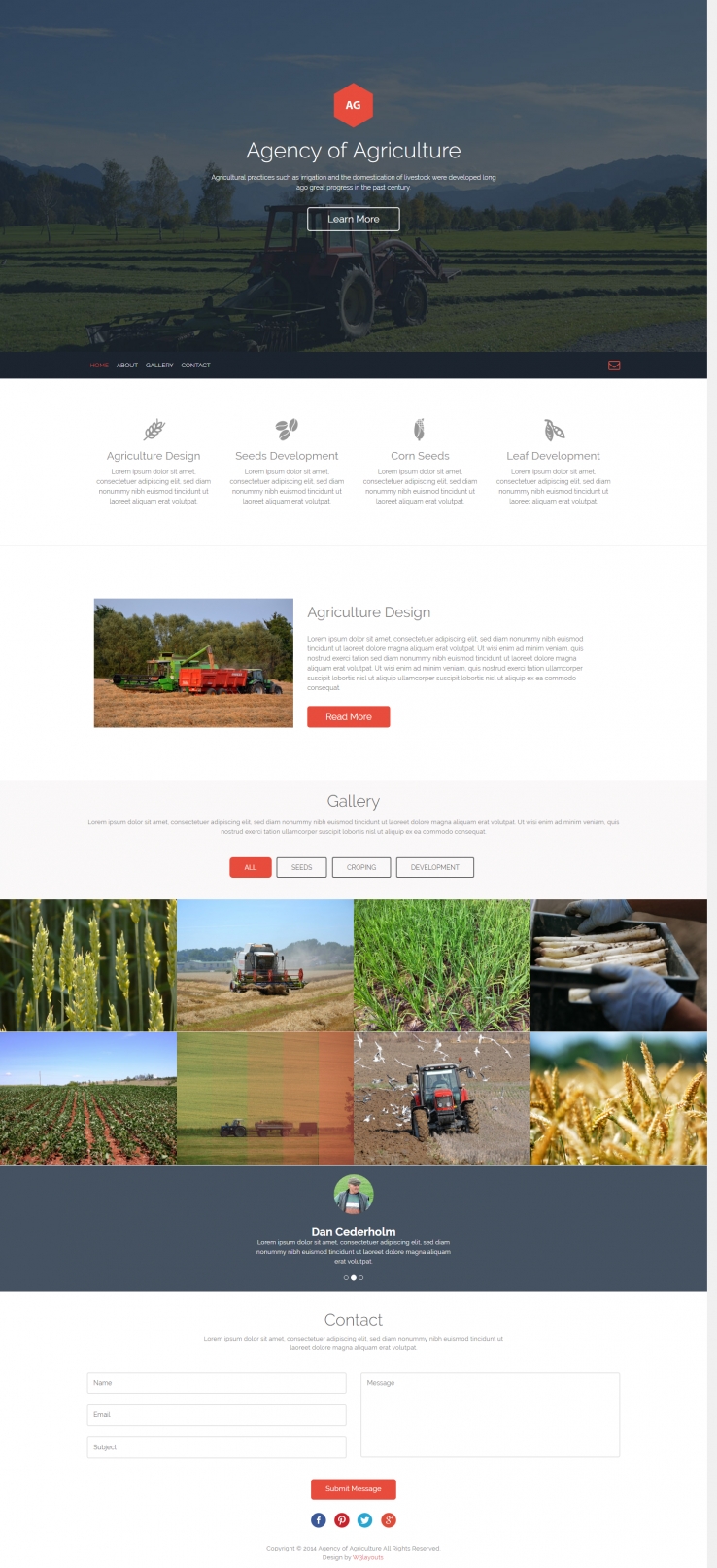 红色简洁风格的农业机械化整站网站源码下载